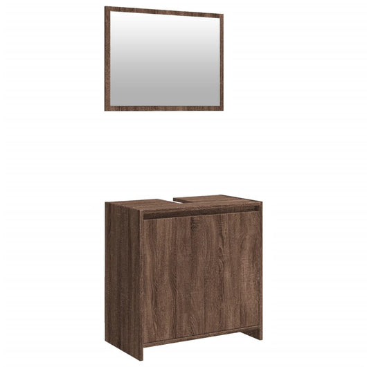 Set Mobili da Bagno 2 pz Rovere Marrone in Legno Multistrato 835699