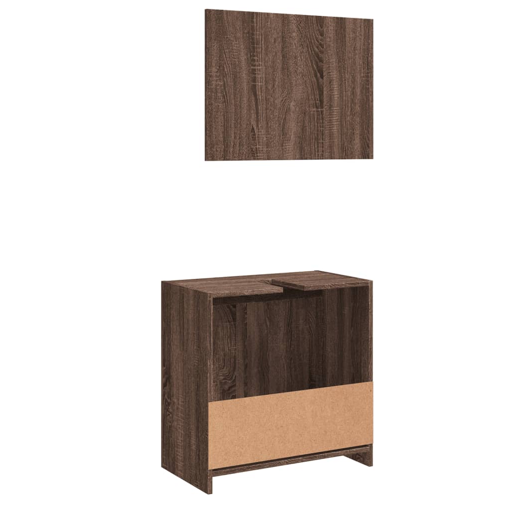 Set Mobili da Bagno 2 pz Rovere Marrone in Legno Multistrato 835699