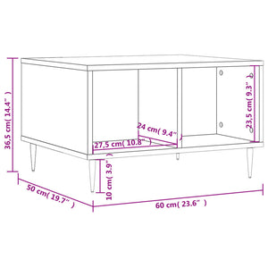 Tavolino da Salotto Rovere Fumo 60x50x36,5 cm Legno Multistrato 830537