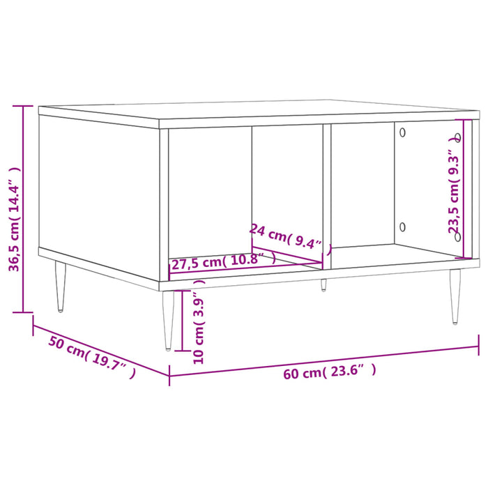 Tavolino da Salotto Rovere Marrone 60x50x36,5 cm in Multistrato 830539