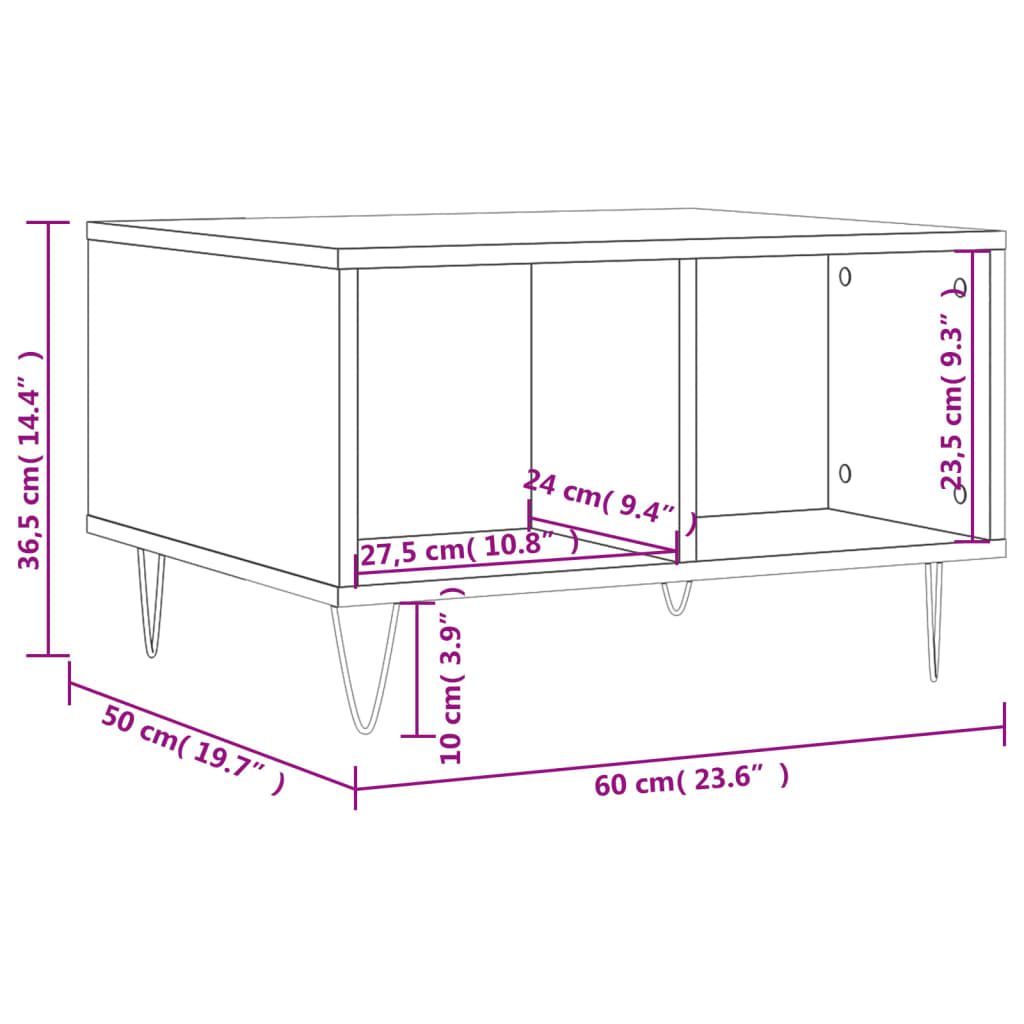 Tavolino da Salotto Bianco 60x50x36,5 cm in Legno Multistrato 830540