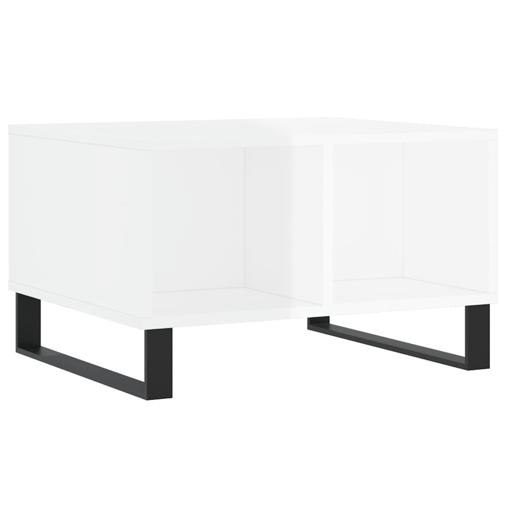 Tavolino Salotto Bianco Lucido 60x50x36,5 cm Legno Multistrato 830550