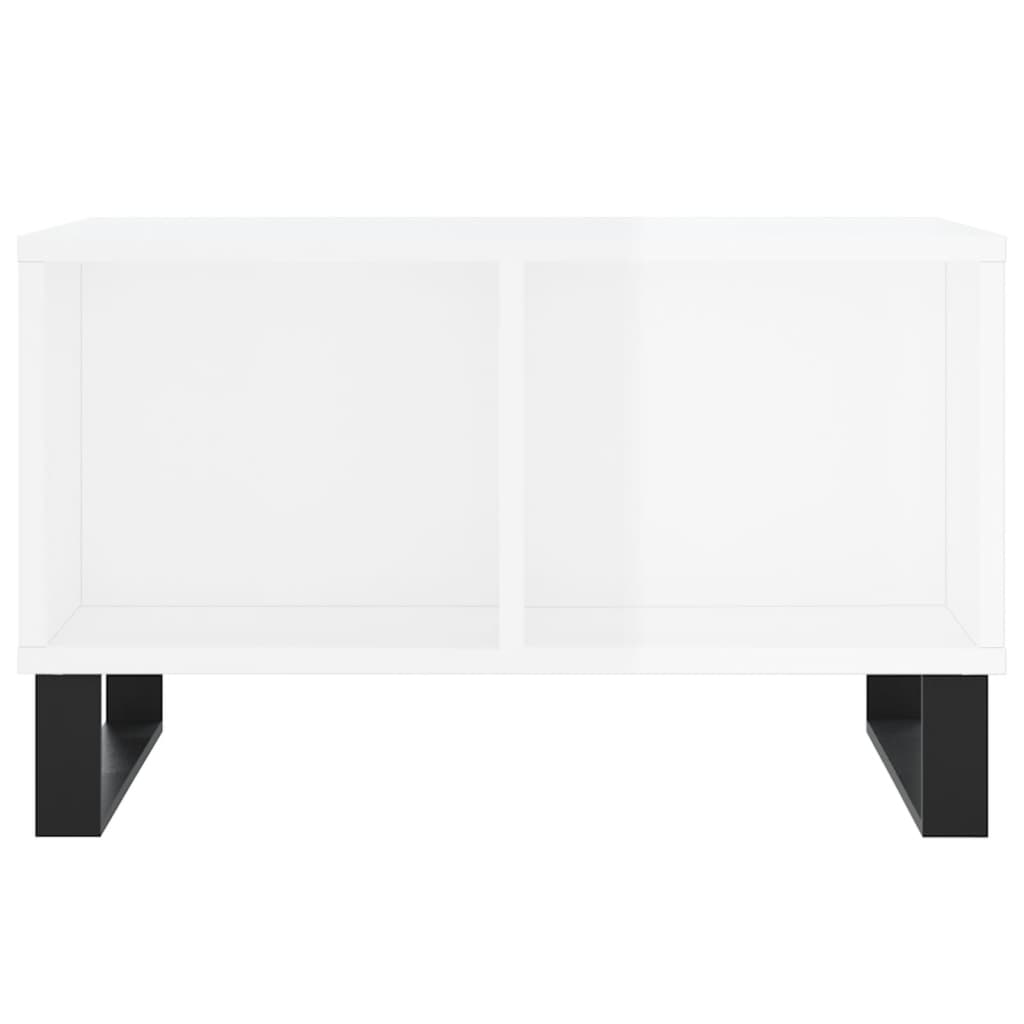 Tavolino Salotto Bianco Lucido 60x50x36,5 cm Legno Multistrato 830550