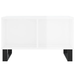 Tavolino Salotto Bianco Lucido 60x50x36,5 cm Legno Multistrato 830550