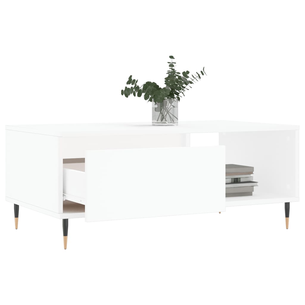 Tavolino da Salotto Bianco 90x50x36,5 cm in Legno Multistrato 830556