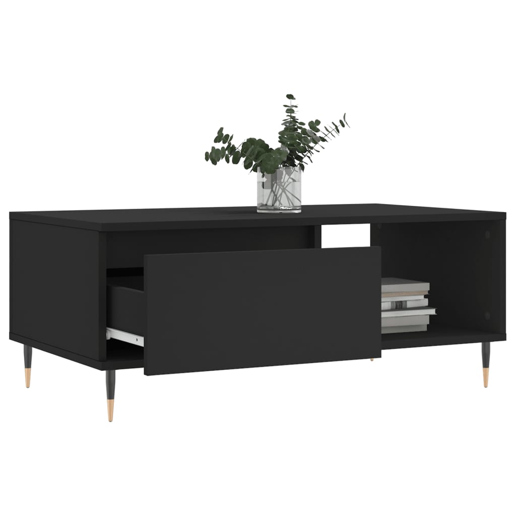 Tavolino da Salotto Nero 90x50x36,5 cm in Legno Multistrato 830557