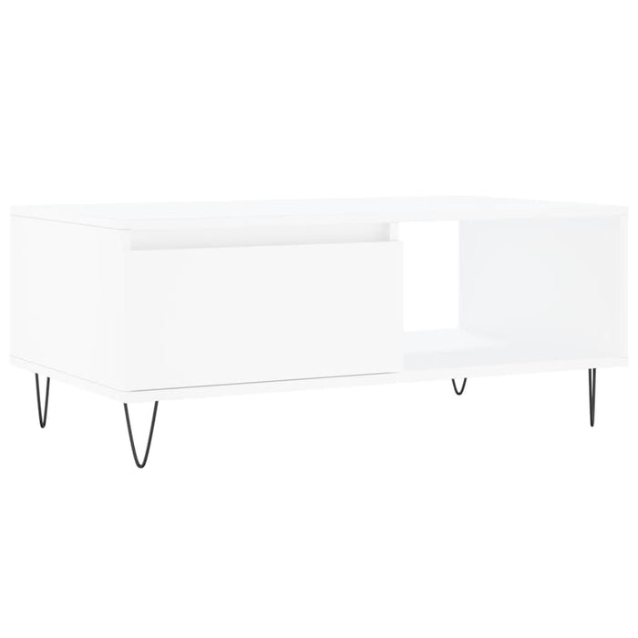 Tavolino da Salotto Bianco 90x50x36,5 cm in Legno Multistrato 830564