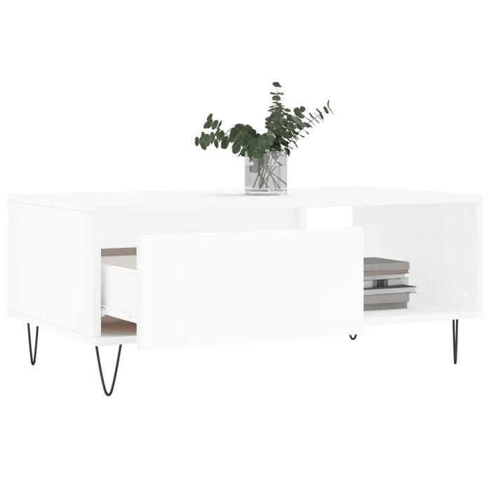 Tavolino da Salotto Bianco 90x50x36,5 cm in Legno Multistrato 830564