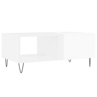 Tavolino Salotto Bianco Lucido 90x50x36,5 cm Legno Multistrato 830566