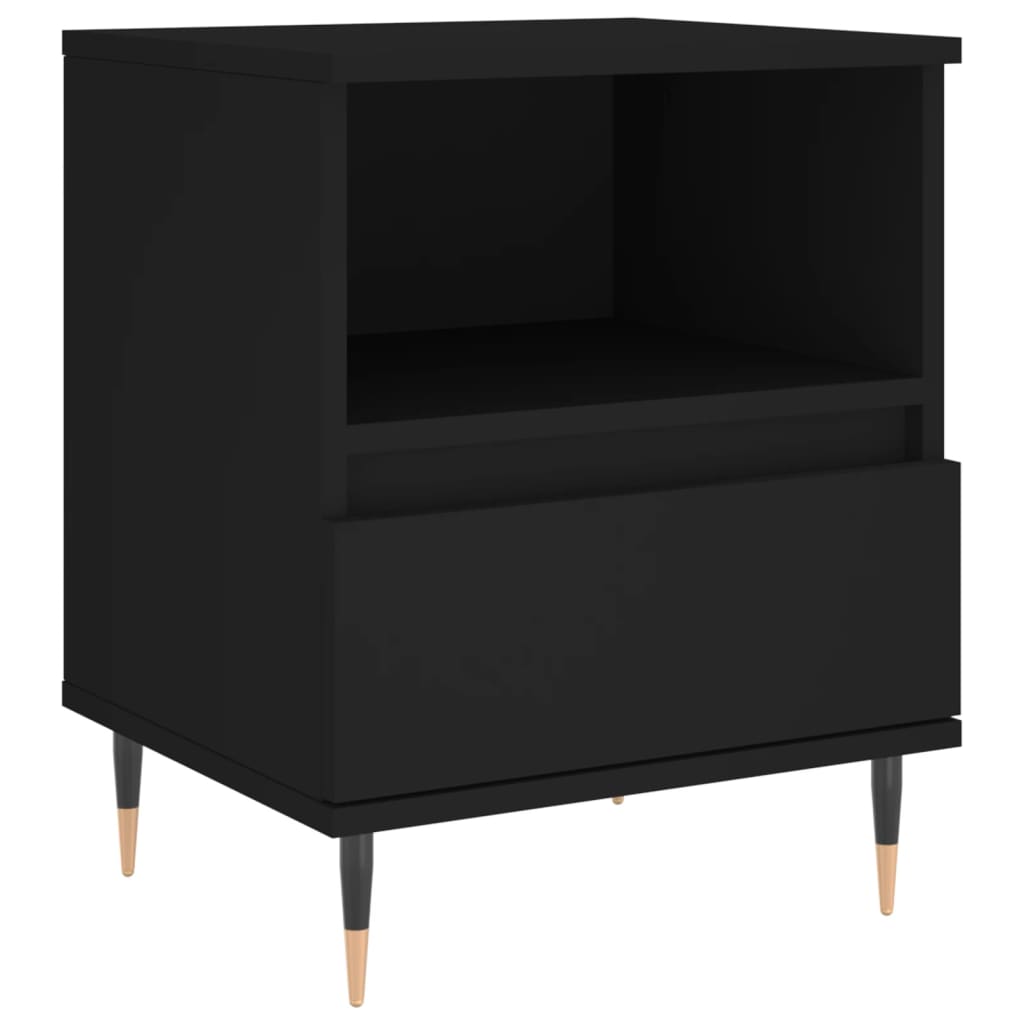 Comodino Nero 40x35x50 cm in Legno Multistrato 830606