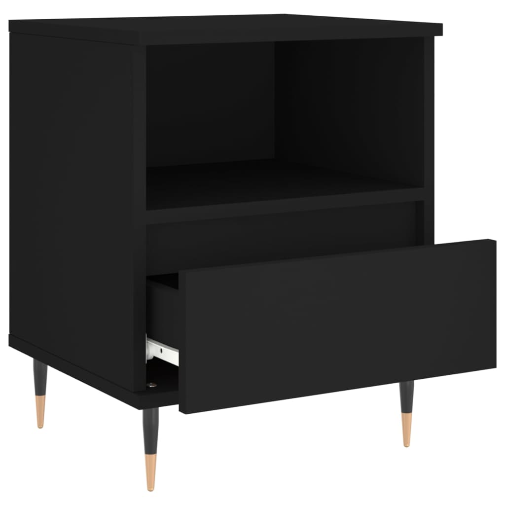 Comodino Nero 40x35x50 cm in Legno Multistrato 830606