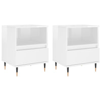 Comodini 2pz Bianco Lucido 40x35x50 cm in Legno Multistrato 830609