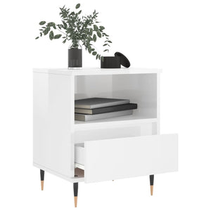 Comodini 2pz Bianco Lucido 40x35x50 cm in Legno Multistrato 830609