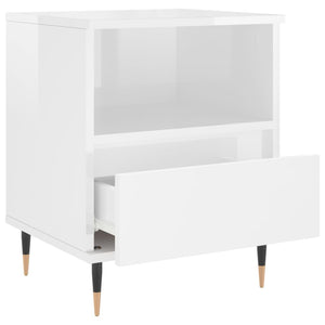 Comodini 2pz Bianco Lucido 40x35x50 cm in Legno Multistrato 830609