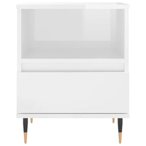 Comodini 2pz Bianco Lucido 40x35x50 cm in Legno Multistrato 830609