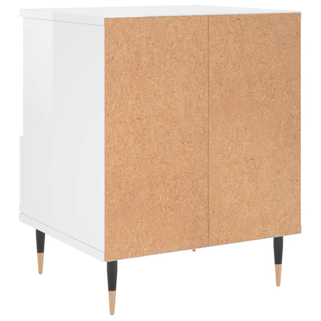 Comodini 2pz Bianco Lucido 40x35x50 cm in Legno Multistrato 830609