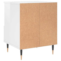 Comodini 2pz Bianco Lucido 40x35x50 cm in Legno Multistrato 830609