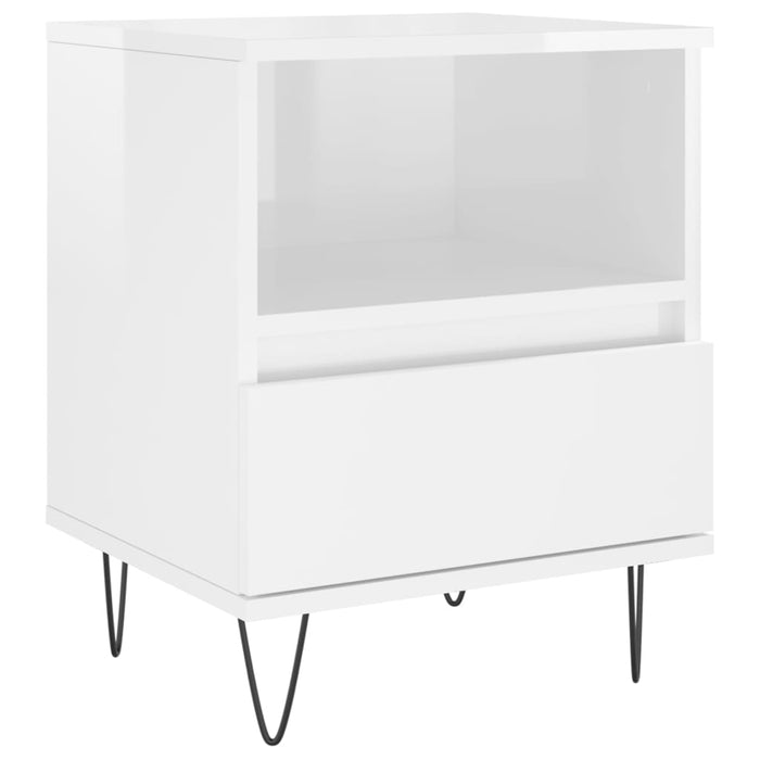 Comodino Bianco Lucido 40x35x50 cm in Legno Multistratocod mxl 102482