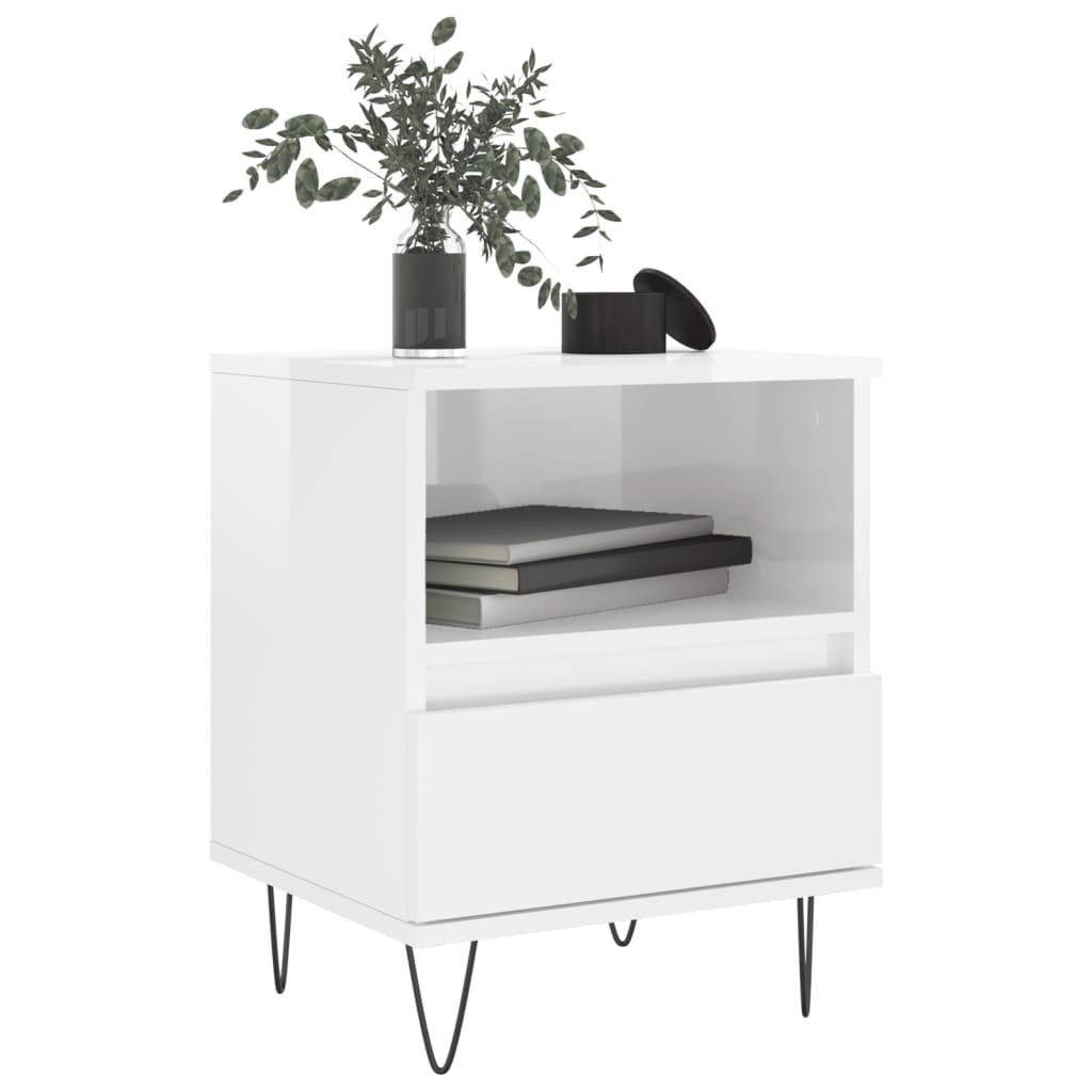 Comodino Bianco Lucido 40x35x50 cm in Legno Multistratocod mxl 102482