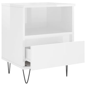 Comodini 2pz Bianco Lucido 40x35x50 cm in Legno Multistrato 830625