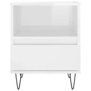 Comodini 2pz Bianco Lucido 40x35x50 cm in Legno Multistrato 830625