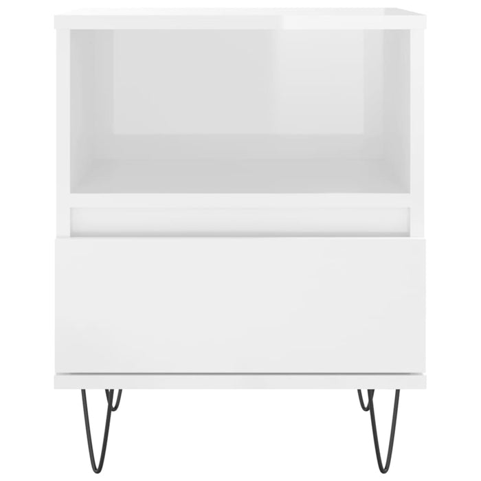 Comodini 2pz Bianco Lucido 40x35x50 cm in Legno Multistrato 830625