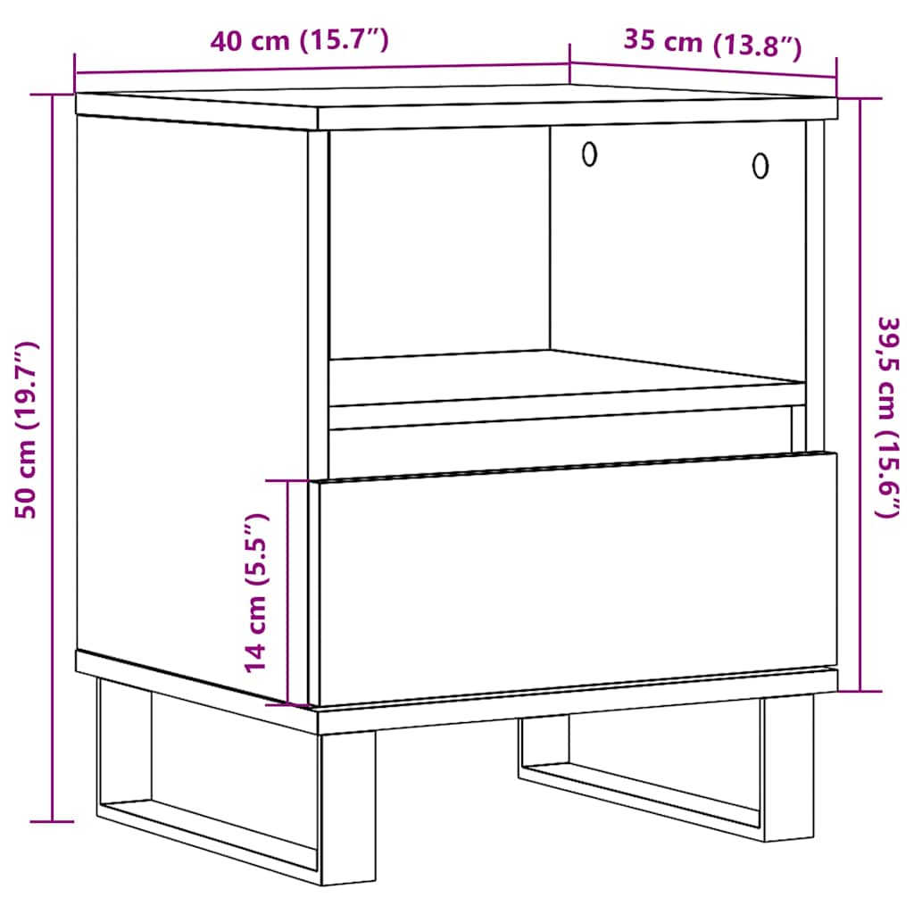 Comodino Bianco 40x35x50 cm in Legno Multistrato 830636