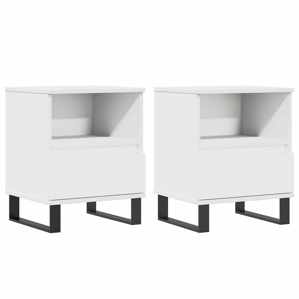 Comodini 2pz Bianchi 40x35x50 cm in Legno Multistrato 830637