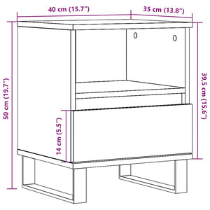 Comodino Nero 40x35x50 cm in Legno Multistrato 830638