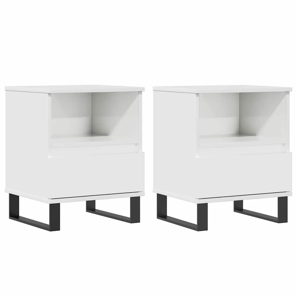 Comodini 2pz Bianco Lucido 40x35x50 cm in Legno Multistrato 830641