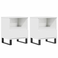 Comodini 2pz Bianco Lucido 40x35x50 cm in Legno Multistrato 830641