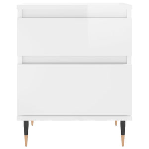 Comodino Bianco Lucido 40x35x50 cm in Legno Multistrato 830656