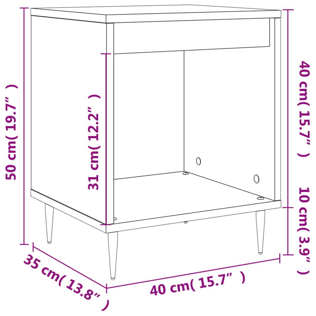 Comodino Bianco 40x35x50 cm in Legno Multistrato 830700