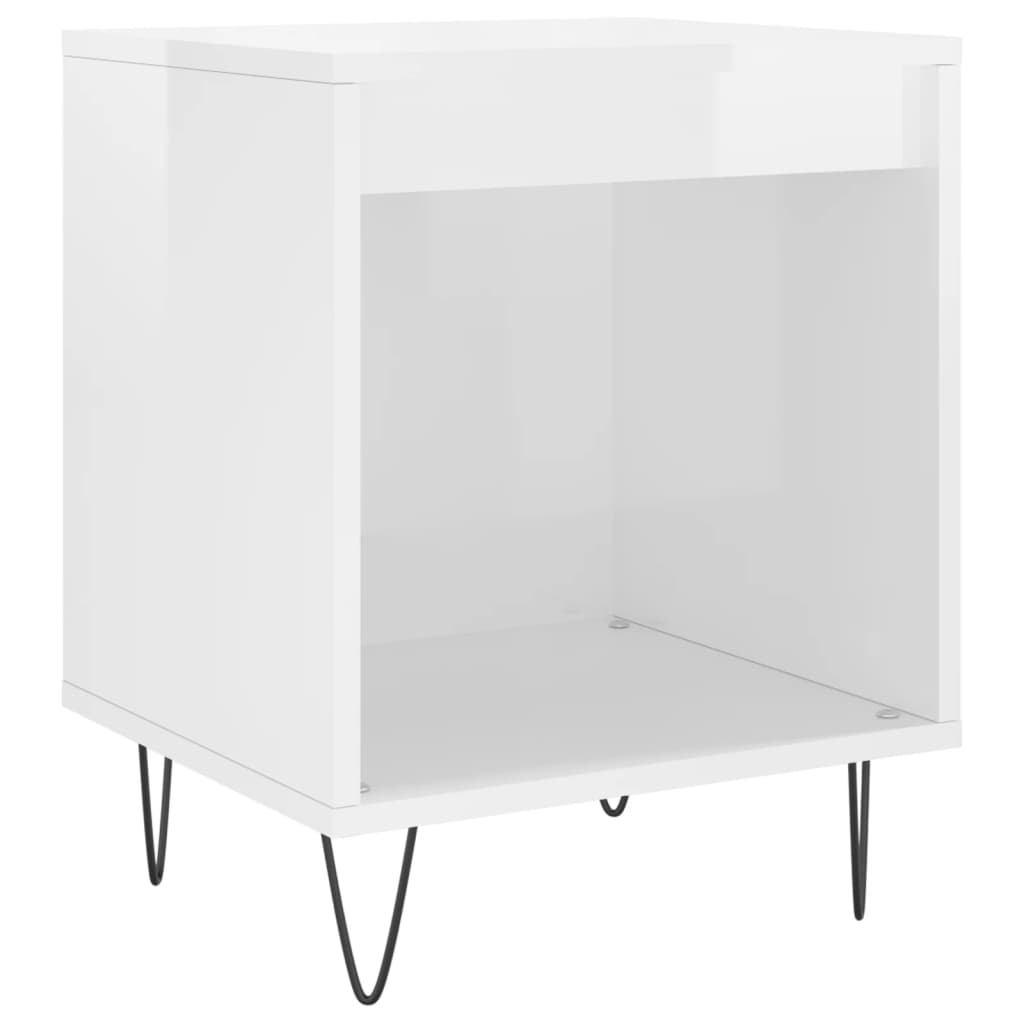 Comodino Bianco Lucido 40x35x50 cm in Legno Multistratocod mxl 78845