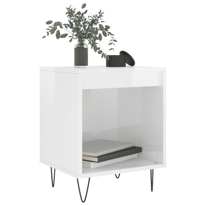 Comodino Bianco Lucido 40x35x50 cm in Legno Multistratocod mxl 78845