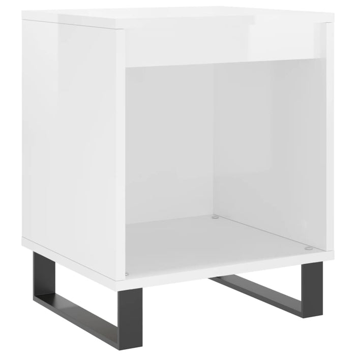 Comodini 2pz Bianco Lucido 40x35x50 cm in Legno Multistrato 830737