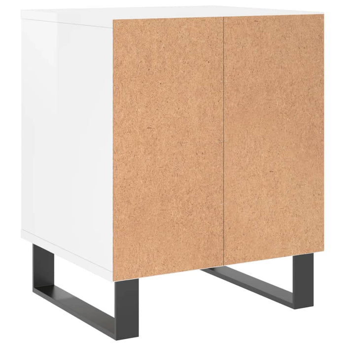 Comodini 2pz Bianco Lucido 40x35x50 cm in Legno Multistrato 830737