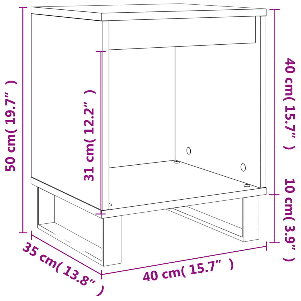 Comodini 2pz Bianco Lucido 40x35x50 cm in Legno Multistrato 830737