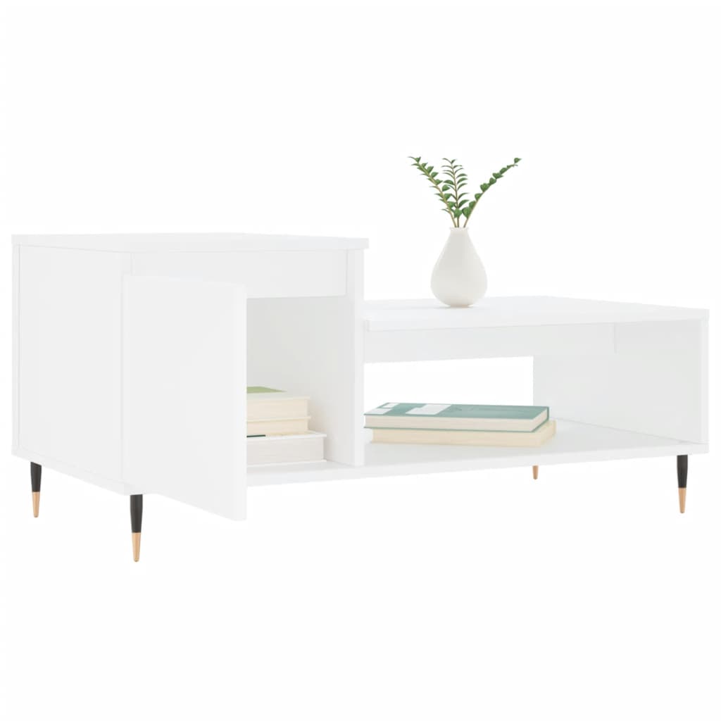 Tavolino da Salotto Bianco 100x50x45 cm in Legno Multistrato 830820