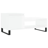 Tavolino da Salotto Bianco Lucido 100x50x45cm Legno Multistrato 830838