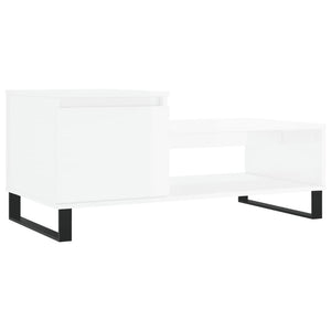 Tavolino da Salotto Bianco Lucido 100x50x45cm Legno Multistrato 830838