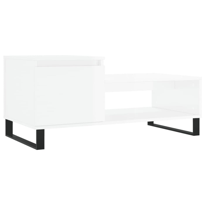 Tavolino da Salotto Bianco Lucido 100x50x45cm Legno Multistrato 830838