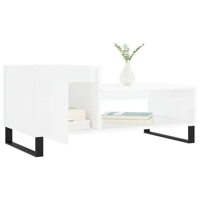 Tavolino da Salotto Bianco Lucido 100x50x45cm Legno Multistrato 830838