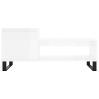 Tavolino da Salotto Bianco Lucido 100x50x45cm Legno Multistrato 830838