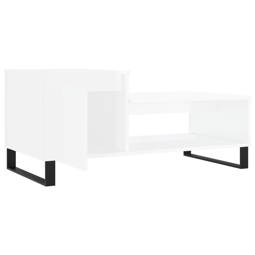 Tavolino da Salotto Bianco Lucido 100x50x45cm Legno Multistrato 830838