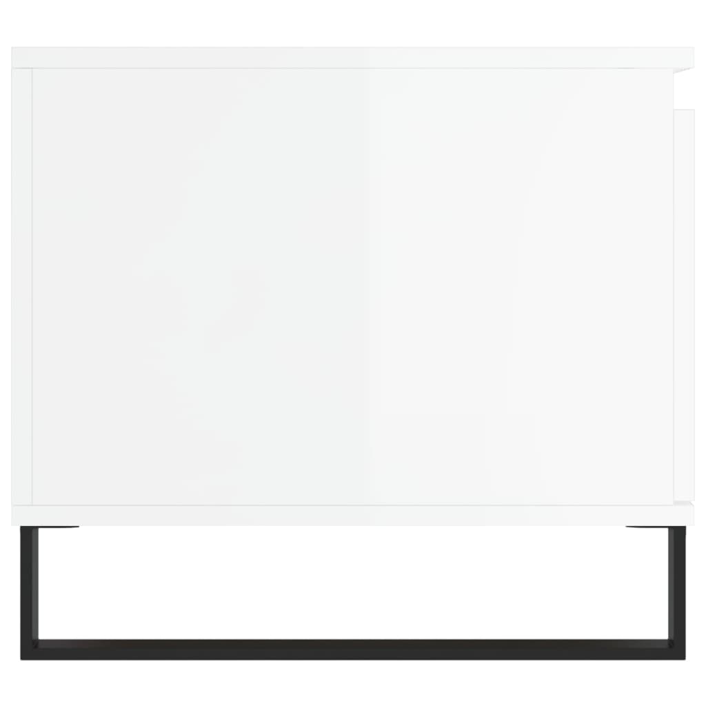 Tavolino da Salotto Bianco Lucido 100x50x45cm Legno Multistrato 830838