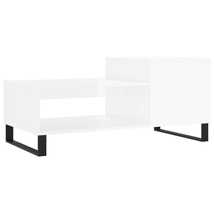 Tavolino da Salotto Bianco Lucido 100x50x45cm Legno Multistrato 830838