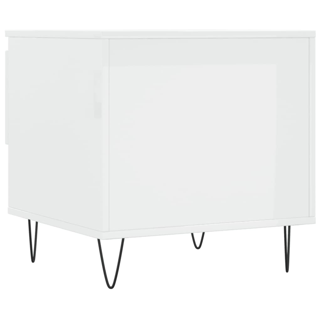 Tavolino Bianco Lucido 50x46x50 cm in Legno Multistrato 830912