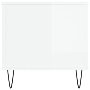 Tavolino Salotto Bianco Lucido 90x44,5x45 cm Legno Multistrato 830974