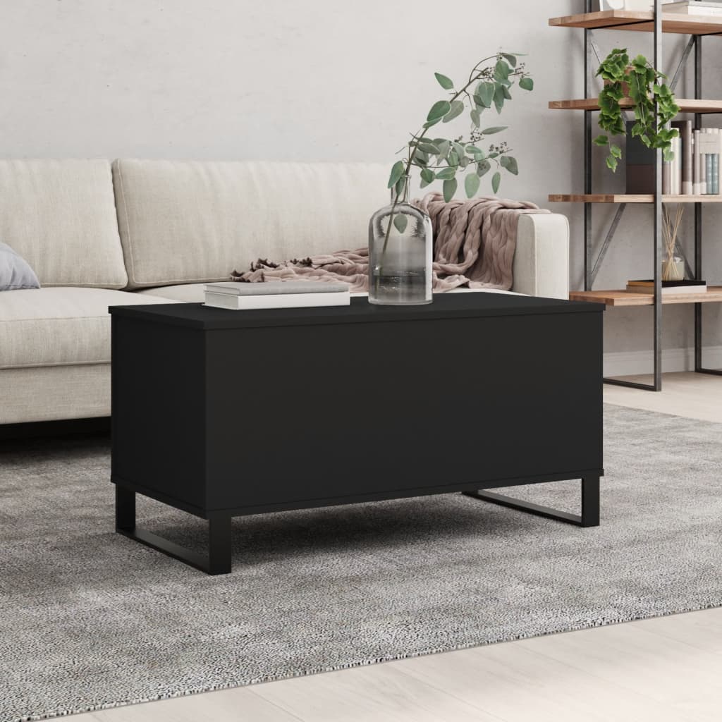 Tavolino da Salotto Nero 90x44,5x45 cm in Legno Multistrato 830981